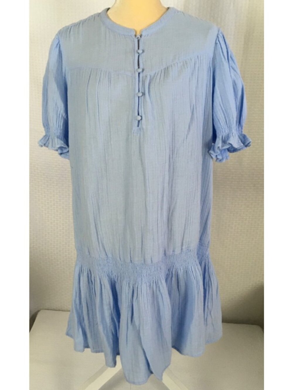 Time and Tru Dress Size XL 16 to 18 Light Blue Drop Waist Short Sleeves New